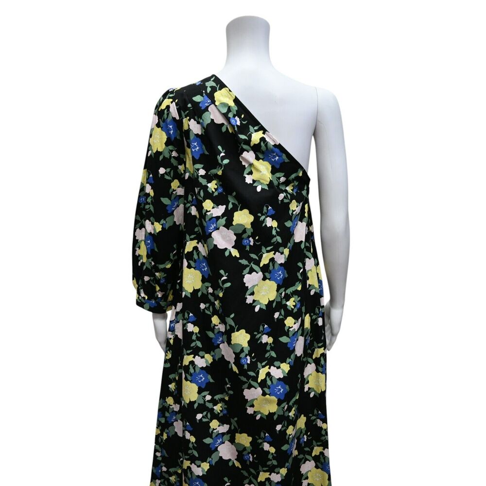 Pearl By Lela Rose Dress Size 4 Black Yellow Pink Blue Floral One Shoulder - Picture 4 of 6